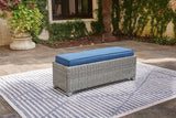 Naples Beach Light Gray Outdoor Bench With Cushion - Ella Furniture