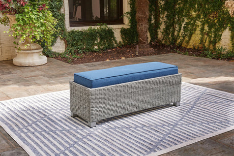Naples Beach Light Gray Outdoor Bench With Cushion - Ella Furniture