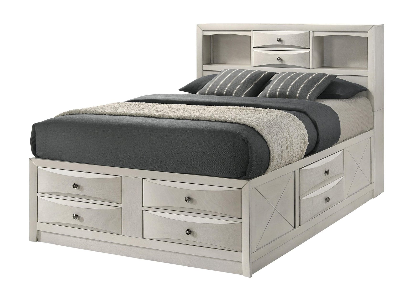 Emily White Storage Platform Queen Bed