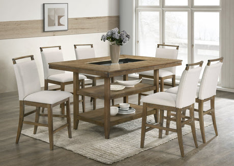 Tommy Light Brown Counter Height Table + 6 Chairs Set
