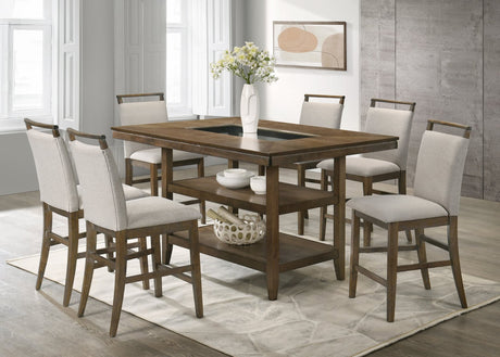 Tommy Brown Counter Height Table + 6 Chairs Set