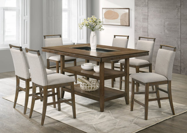 Tommy Brown Counter Height Table + 6 Chairs Set
