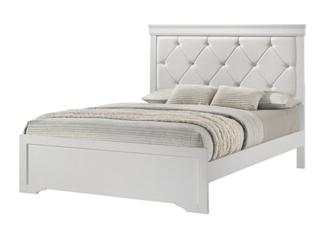Amalia White Upholstered Tufted Panel Twin Bed