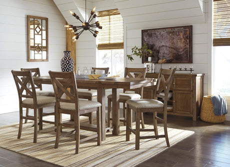 Desi Brown Counter Height Table + 6 Chairs Set
