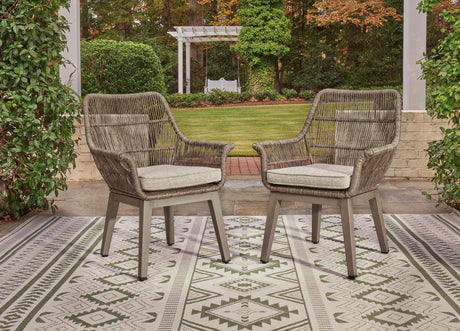 Beach Front Beige Arm Chair With Cushion (Set Of 2) - Ella Furniture