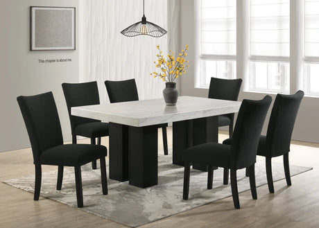 Finley Black Genuine Marble Table + 6 Chairs