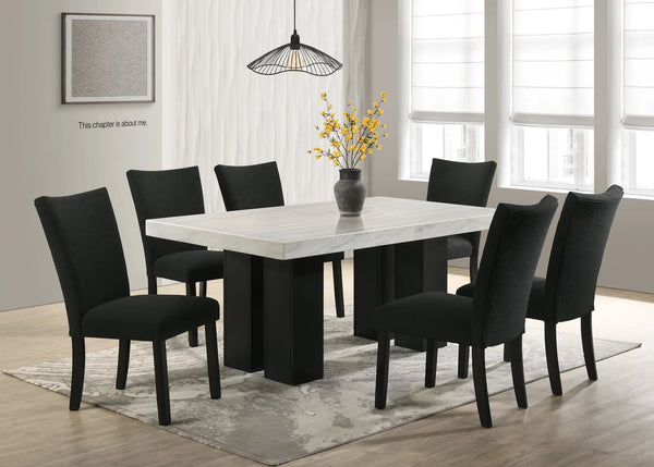 Finley Black Genuine Marble Table + 6 Chairs