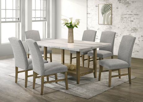 Lola Gray Genuine Marble Table + 6 Chairs
