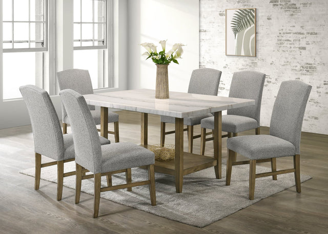 Lola Gray Genuine Marble Table + 6 Chairs