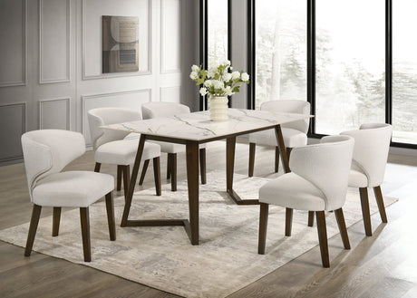 Cava White Dining Table + 6 Chair Set