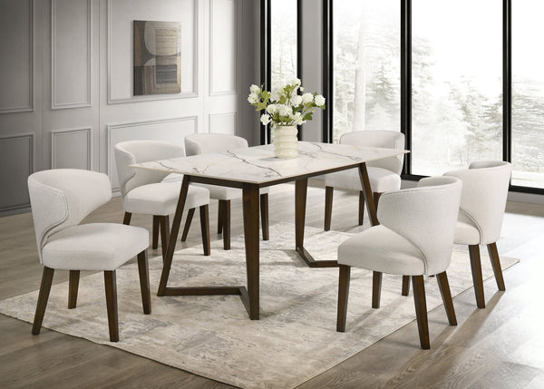 Cava White Dining Table + 6 Chair Set