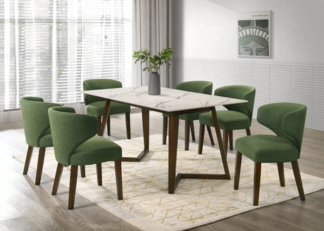 Cava Green Dining Table + 6 Chair Set