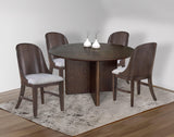 Cullen Dark Brown Fabric Upholstered Round Dining Room Set