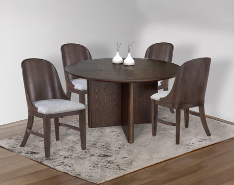 Cullen Dark Brown Fabric Upholstered Round Dining Room Set