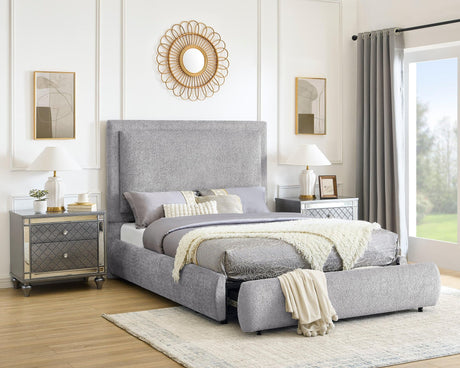 Reverie Gray Upholstered Storage Panel Queen Bed