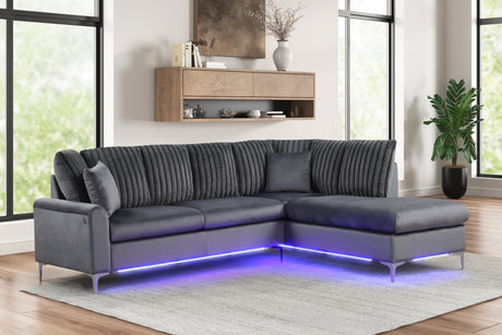 Candy Charcoal Sectional w LED