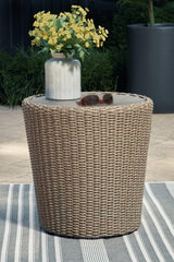 Danson Beige Outdoor End Table - Ella Furniture