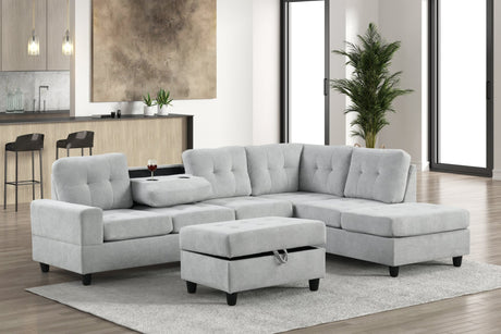 Heights Light Gray Reversible Sectional + Ottoman