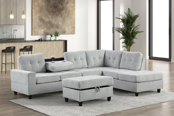 Heights Light Gray Reversible Sectional + Ottoman