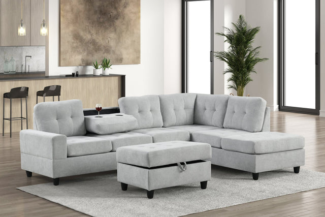 Heights Light Gray Reversible Sectional + Ottoman