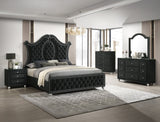 Cameo Black Upholstered Tufted Panel Bedroom Set