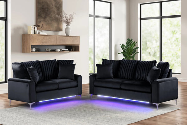 Celina Black 2-Piece Sofa & Loveseat Set