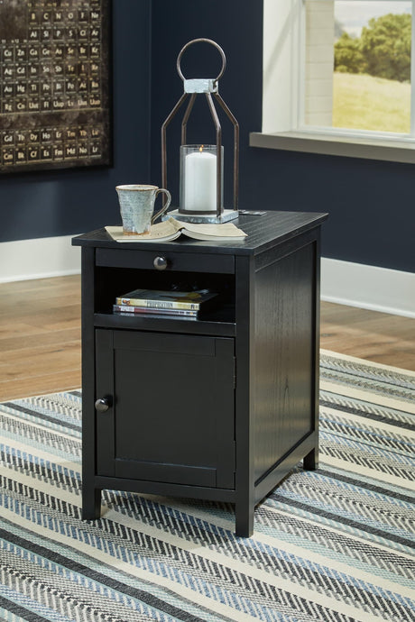 Treytown Black Chairside End Table - Ella Furniture