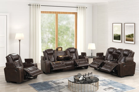 Stefano Brown Leather Gel 3-Piece Reclining Set