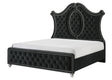 Cameo Black Upholstered Tufted Panel Queen Bed