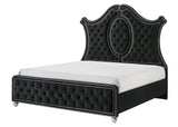 Cameo Black Upholstered Tufted Panel Queen Bed