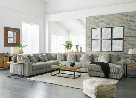Lindyn Fog Gray Faux Upholstered 6-Piece Sectional RAF Chaise