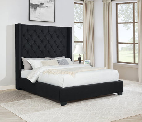 Henri Black 6Ft Upholstered Tufted King Bed