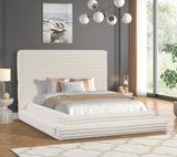 Mariah Beige Upholstered Platform Queen Bed
