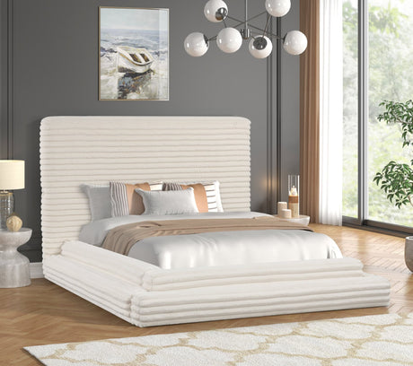 Mariah Beige Upholstered Platform Queen Bed