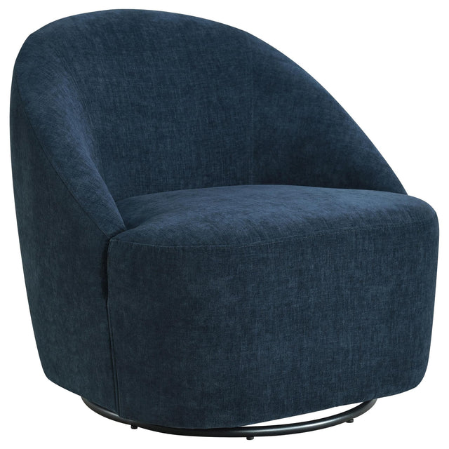 Leon Upholstered Barrel Swivel Accent Chair Navy — product view