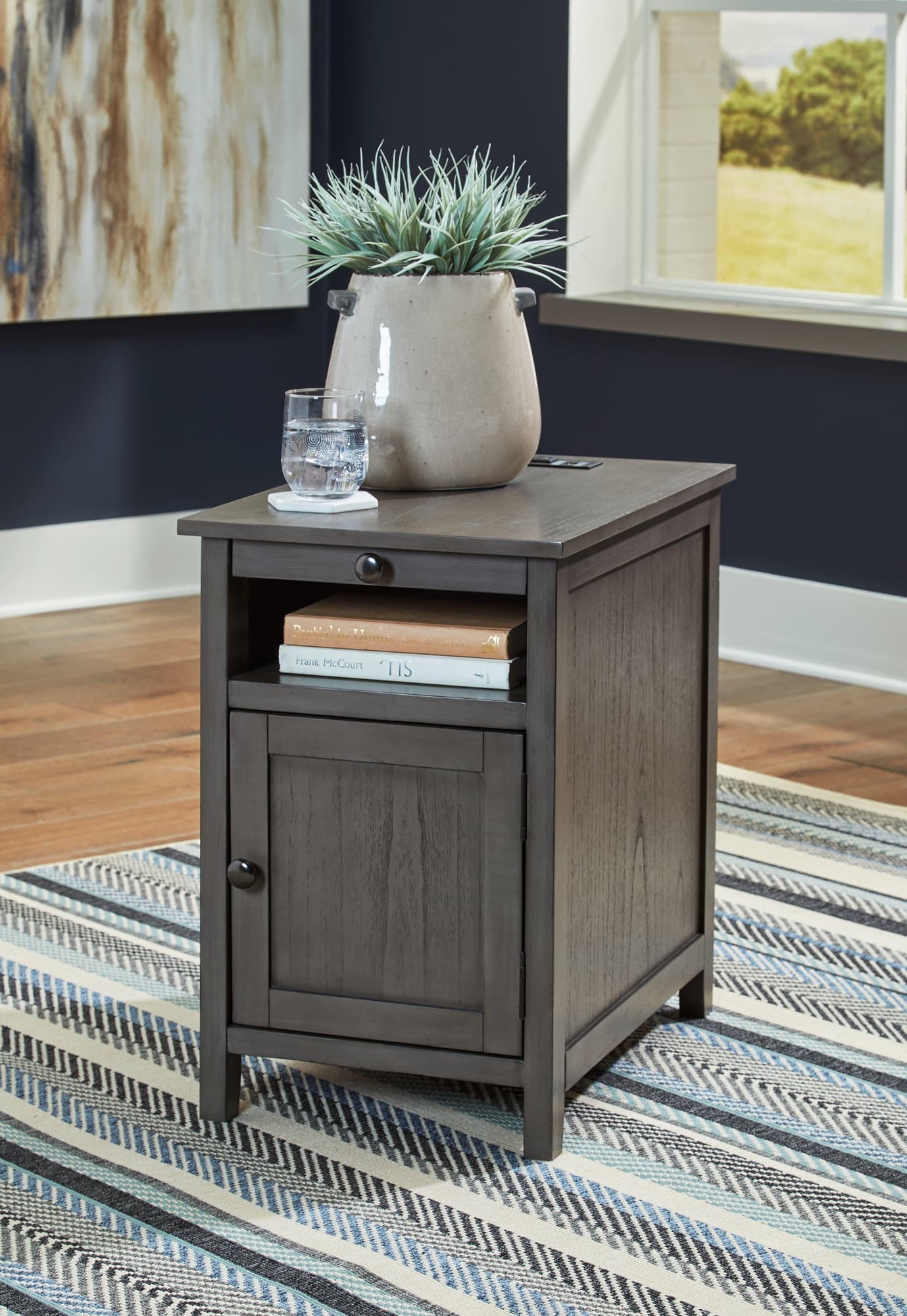 Treytown Gray Chairside End Table - Ella Furniture