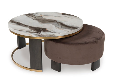 Jazmore Brown/Brass Finish Nesting Cocktail Tables