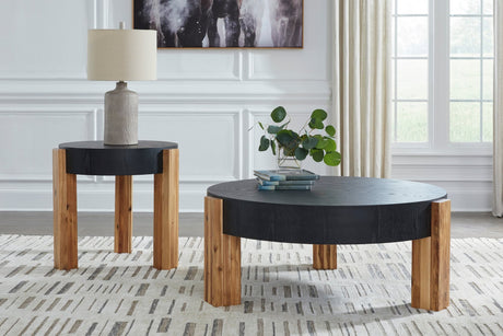 Breenmore Black/Natural Occasional Table Set