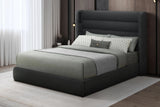 Hero Black Upholstered Bluetooth Speaker Platform Queen Bed