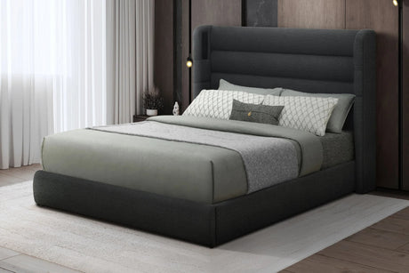 Hero Black Upholstered Bluetooth Speaker Platform Queen Bed