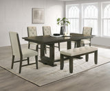 Herbert Gray Upholstered Tufted Rectangular Dining Room Set