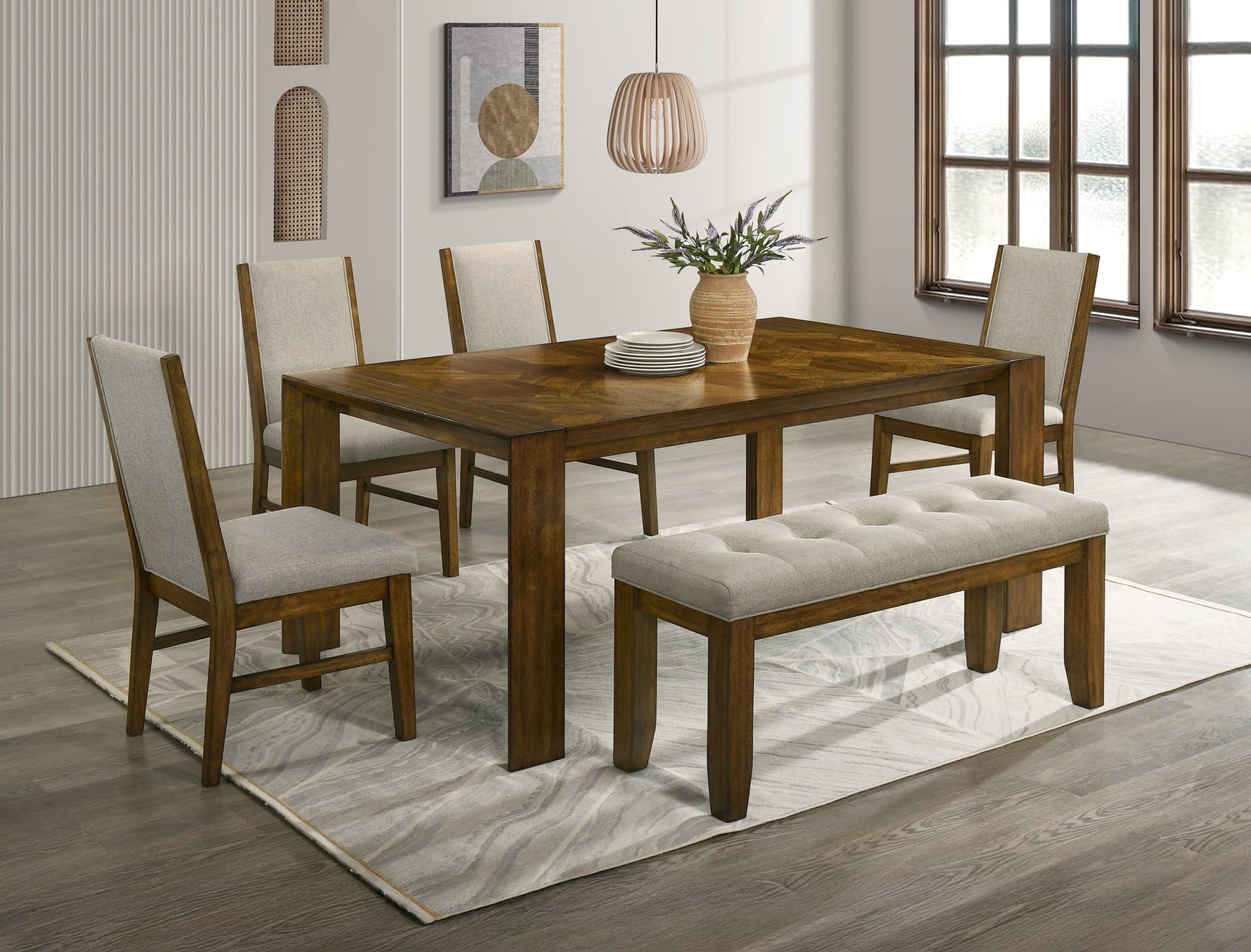 Hollister Light Brown Rectangular Dining Room Set