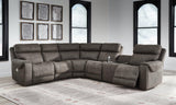 Hoopster Gunmetal 6-Piece Power Reclining Sectional - Ella Furniture