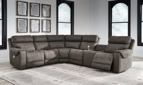 Hoopster Gunmetal 6-Piece Power Reclining Sectional - Ella Furniture