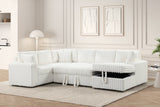 Forever Beige Fabric Sectional With Pull-Out Bed