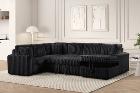 Forever Black Fabric Sectional With Pull-Out Bed