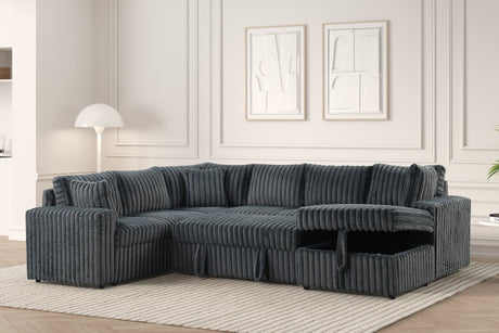 Forever Charcoal Fabric Sectional With Pull-Out Bed