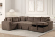 Forever Mocha Fabric Sectional With Pull-Out Bed