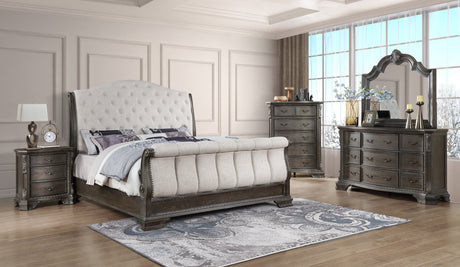Sheffield Gray Upholstered Sleigh Bedroom Set