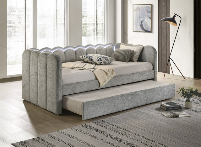 Melody Light Gray LED Upholstered Daybed